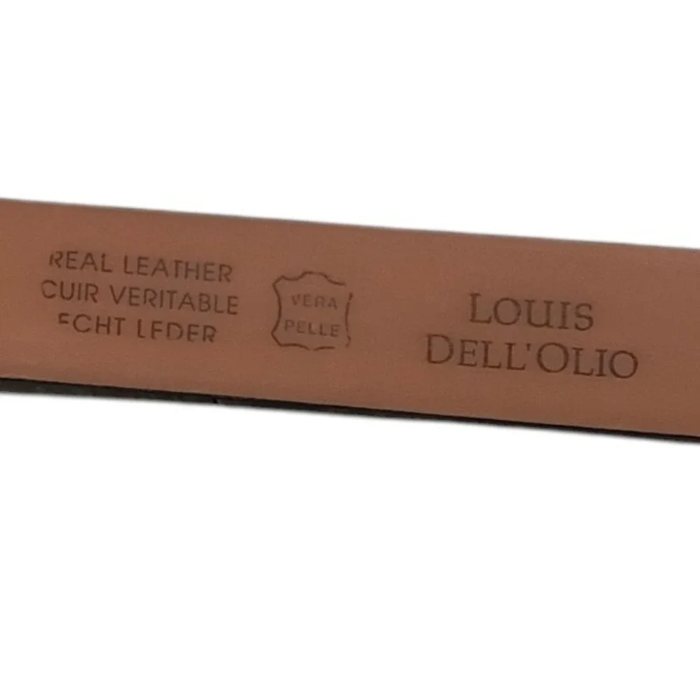 Louis‎ Dell'Olio Black Italian Leather Belt Silver Buckle Size 34 / 38 inches